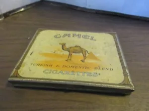 VINTAGE PUBBLICITARIO VUOTO CAMMELLO SIGARETTA FLAT 50 LATTA TABACCO - anni '40 - Foto 1 di 4