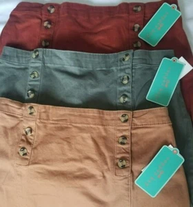 Copper Key Girls Skirt Double Button Design Elastic Waist (3 Colors/3 Sizes) NEW - Picture 1 of 11