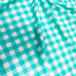Stretch Fabric Aquamarine Plaid Print Spandex by Yard for Swimwear FREE SHIPPING - Picture 1 of 5