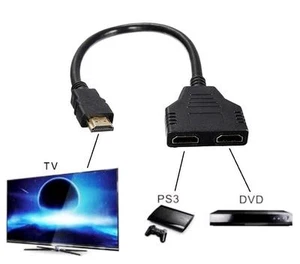 2 in 1 HDMI Kabel Splitter Verteiler Switch Umschalter Adapter Full HD 3D 1080P - Bild 1 von 5