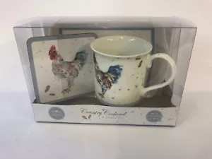 Country Cockerel Mug Coaster & Tray, Great present, Gift Boxed NEW 3 Piece Set - Picture 1 of 4