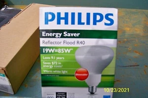 Philips Bulb 19W=85W R40 Last 9.1 Years! Energy Saver flood Reflector - Picture 1 of 3