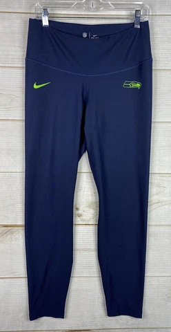 Nike NFL Team Apparel Seattle Seahawks Womens Leggings XL Blue Athletic Stretch Cover