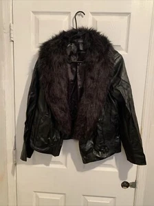 Women Ashro Faux Leather Faux Fur Jacket Size(16W)Color Black A few Minor Flaws - Picture 1 of 3