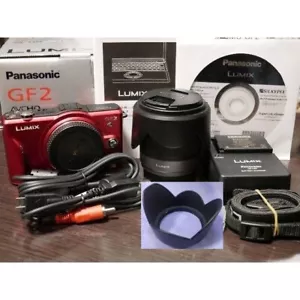 Panasonic DMC-GF2 H-H014 Mirrorless Dslr Camera Fine Red Battery Charger 3D Box - Picture 1 of 4