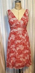 Studio Y Womens Red/White Floral Sleeveless Chiffon Dress Sz M Pre-owned - Picture 1 of 9
