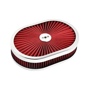 Filtro ovalado lavable rojo 12"x2" filtro limpiador de aire de flujo para entrada de carburador de apertura de 5-1/8" - Imagen 1 de 8