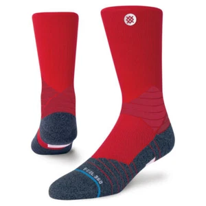 Stance Men's M 6-8.5 Red Icon Sport Feel 360 Crew Socks Infiknit Women's 8-10.5 - Picture 1 of 3