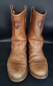 Original Chippewa Braun Stiefel Pull On Arbeit Western Herren 11 1/2 EE Vibram Sohlen - Bild 1 von 16