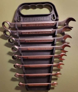 Vintage Craftsman 8pc SAE Combination Wrench Set With Caddy Made in USA - Picture 1 of 4