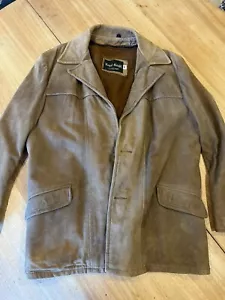 Vintage Royal Knight Mens Suede Leather Coat Casual Wear 46 Barn Chore Jacket - Picture 1 of 18