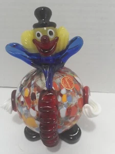 Murano Art Glass Clown 6" Speckled Multicolor Round Body Label Italy EUC - Picture 1 of 5