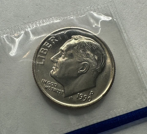 1990-P Roosevelt Dime Uncirculated from US Mint Set Cover