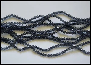 6mm Bicone BLACK ONYX Charcoal x 50 A-Grade Crystal Glass Beads faceted - Picture 1 of 3