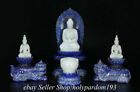 9.8" Chinese Hetian White Jade Nephrite Lapis lazuli Guan Yin Buddha Beast Pot