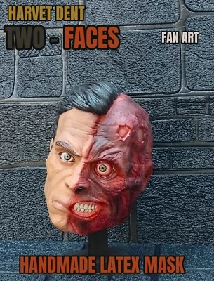 Batman..Two Face  Latex Mask Handmade Fan art Arkham knight Version. - Image 1 of 4