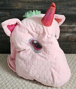 Unicorn Plush Mask Pink Rainbow Teen Adult 8+ Halloween Dress Up - Picture 1 of 4