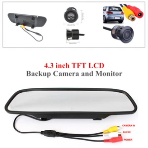 4.3" 1080P 170° Rearview Mirror Car Mirror Monitor Backup Camera System Kit - Picture 1 of 11