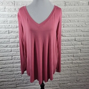 Zenana Womens Top 2X Plus Tunic Asymmetric Pink Lightweight Rayon Spandex Casual - Picture 1 of 9