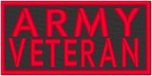 ARMY VETERAN Embroidered Iron-On Patch MC Biker ARMY Emblem  Red Border - Picture 1 of 1