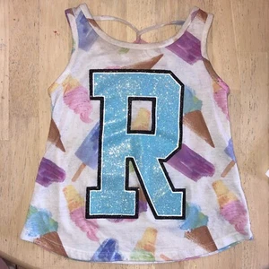 Girls Kids Justice Size 5 Pajama Top Letter R with Ice Creams - Picture 1 of 3