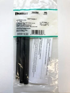 Neu aus altem Lagerbestand - Panduit HSTTA38-Y 6 Zoll selbstklebend gefüttert Schrumpfschlauch 3/8" schwarz 3 Stück/Packung - Bild 1 von 3