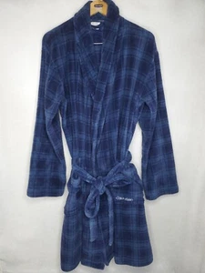 Calvin Klein CK Men's L/XL Plaid Robe Plush Pockets Belted Fleece Bathrobe - Picture 1 of 6