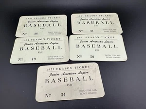 VINTAGE 1951 Ticket Stubs Junior American Legion Baseball Season Ticket Lot - Picture 1 of 12