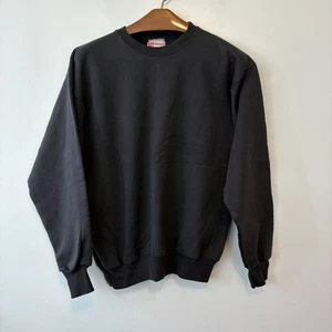 Sudadera vintage años 90 Hanes peso premium cuello redondo en blanco negra mediana - Imagen 1 de 6