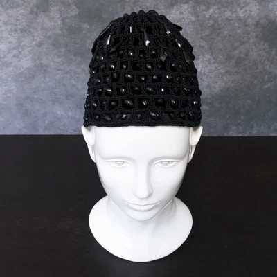 Vintage 1960s Patrice Black Beaded Tassel Women's Formal Cocktail Church Hat - Image 1 of 4