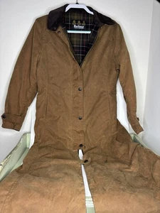 BARBOUR WOMENS SIZE 8/38/12 WAXED COTTON RAIN JACKET/COAT *RARE CLASSIC Brown - Foto 1 di 13