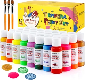 fantastory Tempera Paint for Kids 32 Colors (2 oz / 60 ml Each) Washable Temp... - Picture 1 of 15
