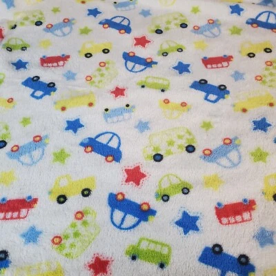 Swiggles/Dollar General  White Red Blue Green Cars Stars Baby Blanket Security - Image 1 of 4