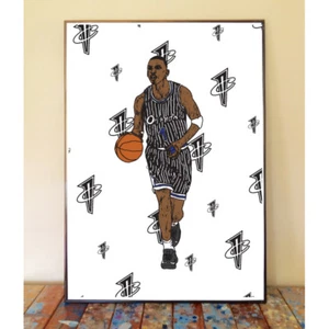 PENNY HARDAWAY ANFERNEE 1 CENT NBA ORLANDO MAGIC 90S ART PRINT 11x17 WHITE - Picture 1 of 1