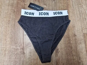 I Saw It First Ladies Charcoal Icon Printed Briefs Size 8 New - Picture 1 of 5