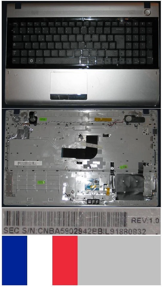 French AZERTY Keyboard SAMSUNG NP-RV515 BA59-02942B Black, With TOPCASE - Image 1 of 1