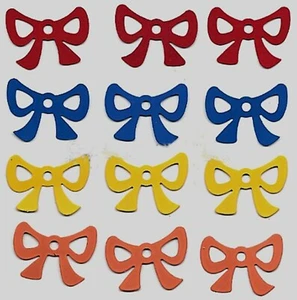 Primary BOW METAL ACCENTS Red Blue Yellow Orange Scrapbooking Card Making - Picture 1 of 1