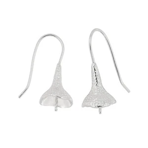 Sterling Silver French Hook Earring Ear Wire with Glue In Pearl Cup Pin #97944 - Picture 1 of 2