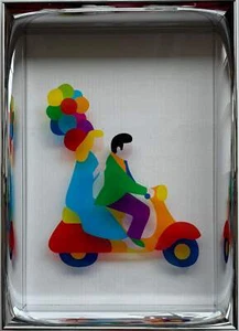 Lovely day Plexiglass Marco Lodola SERIGRAFIA Firmata Numerata Vespa con Cornice - Imagen 1 de 1