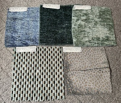 Lot of 5 Osborne Little Fabric Samples Nina Campbell Velvets Blue Green Crafts - Image 1 of 4