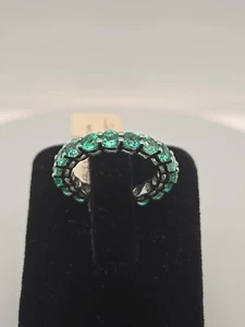 18k WG 3.01ct Green Emerald Eternity Band - Picture 1 of 6