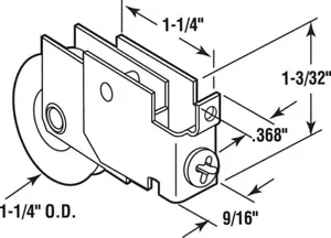 Prime-Line 13692 Steel Patio Roller Assembly 1-1/4 Dia. x 5/16 L in. - Picture 1 of 1