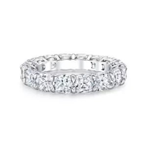 Alianza de boda 4 quilates cultivada en laboratorio corte cojín diamante sólido platino 950 talla K 1/2 - Imagen 1 de 7
