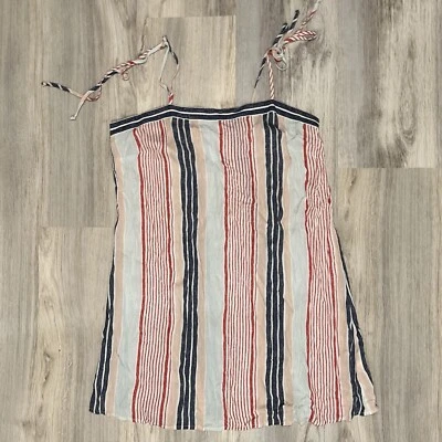 Vestido Xhilaration Rojo Blanco Azul Rayas Verticales Sin Mangas Corbata Correas Talla XL Foto 1 de 4