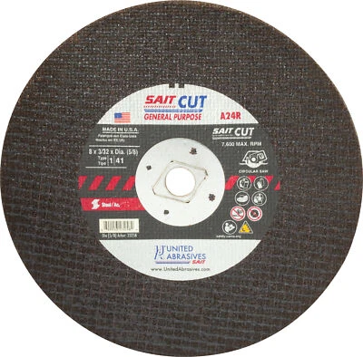 Rodas de corte de serra portátil United Abrasives SAIT 23258 8x3/32x5/8 A24R pacote com 25 - Imagem 1 de 2