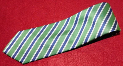 BROOKS BROTHERS MADE IN U.S.A. GREEN/BLU/WHITE STRIPED TIE - DESIGNER TIES. Foto 1 de 3