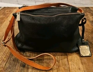 Valentina Italy Black Pebbled Leather Multi-Entry Crossbody Bag - Picture 1 of 10