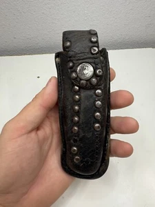 Vintage 50er Jahre Rockabilly Biker Motorrad Leder Nieten Messerhalter Holster - Bild 1 von 9