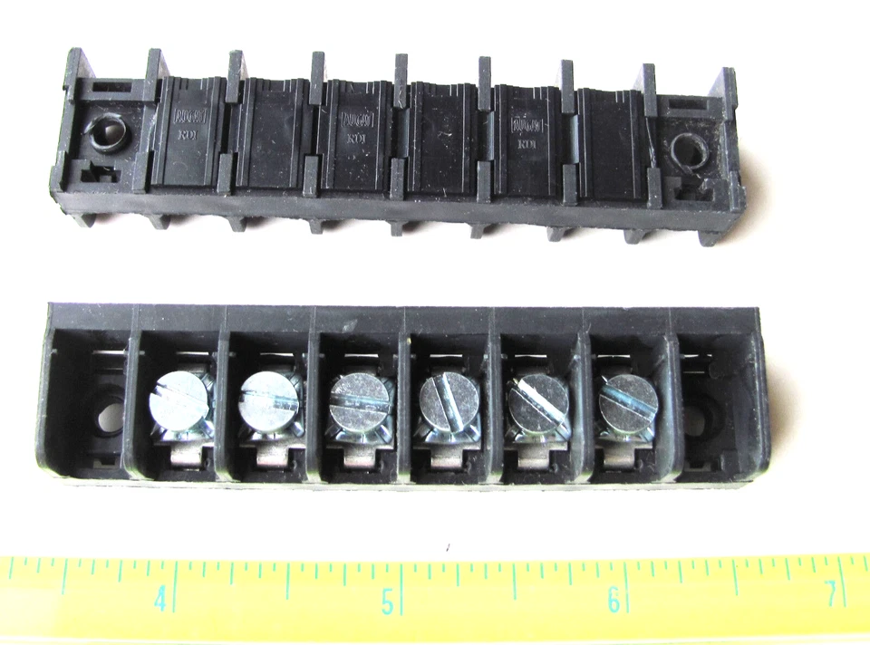 1x RDI 6TBV-06, 6 Position .375" Pitch #6-32 Screw Non-Feed Thru Terminal Strip - Image 1 of 1