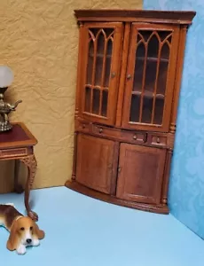 Dollhouse MINIATURE Furniture Bespaq Corner Library Cabinet - Picture 1 of 4